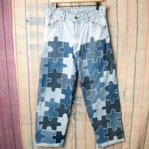 Custom levis patchwork jeans 34 x 30